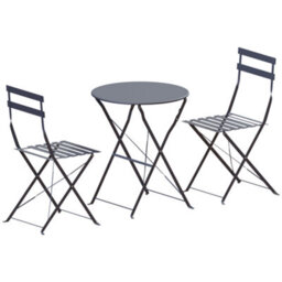 Lassic Garden Vida Porto 2 Seater Dark Grey Metal Bistro Set Foldable Patio Furniture - thumbnail 9