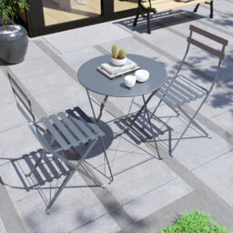 Lassic Garden Vida Porto 2 Seater Dark Grey Metal Bistro Set Foldable Patio Furniture - thumbnail 8