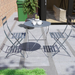 Lassic Garden Vida Porto 2 Seater Dark Grey Metal Bistro Set Foldable Patio Furniture - thumbnail 7