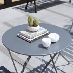 Lassic Garden Vida Porto 2 Seater Dark Grey Metal Bistro Set Foldable Patio Furniture - thumbnail 3