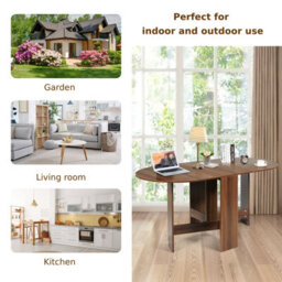 Costway 3-In-1 Folding Dining Coffee Table Drop Leaf Table Writing Desk For 4 To 6 People - thumbnail 3