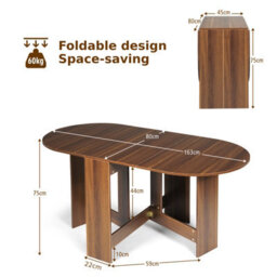 Costway 3-In-1 Folding Dining Coffee Table Drop Leaf Table Writing Desk For 4 To 6 People - thumbnail 2