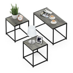 Walplus Camnus Living Room 3-Piece Table Set, Coffee Table Plus Two End Tables, Americano Finish - thumbnail 6