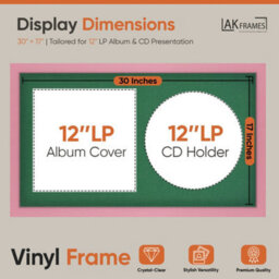"30X17"" Pink Modern Vinyl Record Frame With Emerald Mount For 12 Inch Lp Album Cover & Disc - Ak Frames" - thumbnail 2