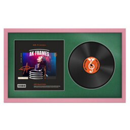"30X17"" Pink Modern Vinyl Record Frame With Emerald Mount For 12 Inch Lp Album Cover & Disc - Ak Frames"