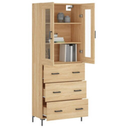 Walplus Highboard Sonoma Oak 69.5X34X180 Cm Engineered Wood - thumbnail 3