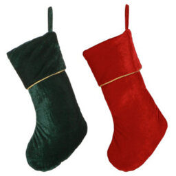 Dibor Pack Of 2 Red & Green Velvet Xmas Gift Decoration Christmas Stocking For Kids - thumbnail 2