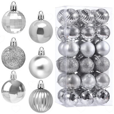 Amorly 36Pcs Silver 1.6 Inch Small Christmas Baubles, Shatterproof Hanging Ornaments Decor For Christmas Tree And Wedding Displays - image 1