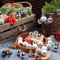 Amorly 36Pcs Silver 1.6 Inch Small Christmas Baubles, Shatterproof Hanging Ornaments Decor For Christmas Tree And Wedding Displays - thumbnail 2