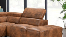 Faux Leather Brown Suede Right Hand Facing Corner Sofa - thumbnail 6