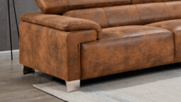 Faux Leather Brown Suede Right Hand Facing Corner Sofa - thumbnail 5