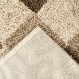 "Bravich Cream & Brown Checked Thick Shaggy Rug - California - 60X230Cm (2'x7'8"")" - thumbnail 6