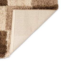 "Bravich Cream & Brown Checked Thick Shaggy Rug - California - 60X230Cm (2'x7'8"")" - thumbnail 4