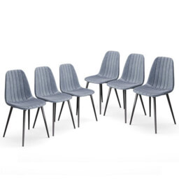 Urbn-Living Urbnliving Anti Stain Velvet Dining Chairs Padded Seat Metal Legs For Kitchen Office, 6Xjeans - thumbnail 2
