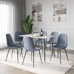 Urbn-Living Urbnliving Anti Stain Velvet Dining Chairs Padded Seat Metal Legs For Kitchen Office, 6Xjeans - thumbnail 4