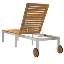 Berkfield Sun Lounger With Wheels 207X58X35 Cm Solid Wood Acacia&stainless Steel - thumbnail 7
