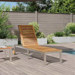 Berkfield Sun Lounger With Wheels 207X58X35 Cm Solid Wood Acacia&stainless Steel - thumbnail 4