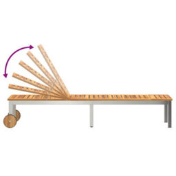 Berkfield Sun Lounger With Wheels 207X58X35 Cm Solid Wood Acacia&stainless Steel - thumbnail 9