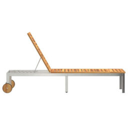 Berkfield Sun Lounger With Wheels 207X58X35 Cm Solid Wood Acacia&stainless Steel - thumbnail 6