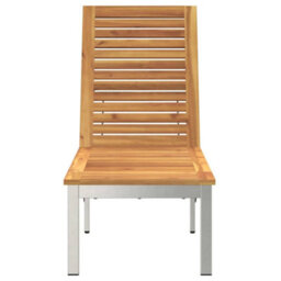 Berkfield Sun Lounger With Wheels 207X58X35 Cm Solid Wood Acacia&stainless Steel - thumbnail 5