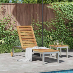 Berkfield Sun Lounger With Wheels 207X58X35 Cm Solid Wood Acacia&stainless Steel - thumbnail 1