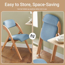 Sobuy Fst92-Blx2,set Of 2 Folding Chairs Wooden Padded Seat Blue Desk Chairs Office Dining Chair,blue,w47Xd51Xh78 - thumbnail 6