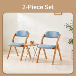 Sobuy Fst92-Blx2,set Of 2 Folding Chairs Wooden Padded Seat Blue Desk Chairs Office Dining Chair,blue,w47Xd51Xh78 - thumbnail 2