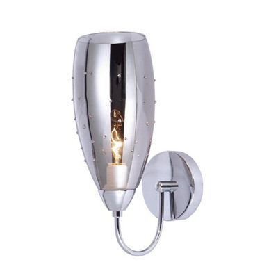 Luminosa Lighting Luminosa Modern Wall Lamp Chrome 1 Light  With Dark Glass Shade, E14