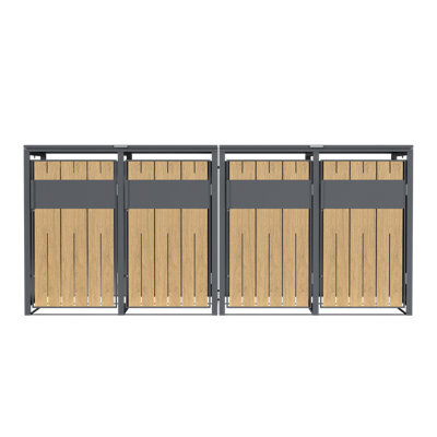 Phoenix Safe Company Phoenix Outdoor Quad Wheelie Bin Store For 4 X 240L Bins, Oak Effect Metal Storage Gb4400Aw - image 1