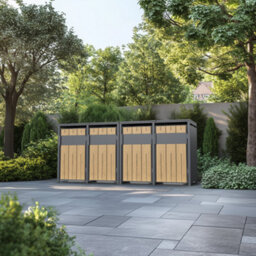 Phoenix Safe Company Phoenix Outdoor Quad Wheelie Bin Store For 4 X 240L Bins, Oak Effect Metal Storage Gb4400Aw - thumbnail 8
