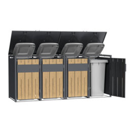 Phoenix Safe Company Phoenix Outdoor Quad Wheelie Bin Store For 4 X 240L Bins, Oak Effect Metal Storage Gb4400Aw - thumbnail 4
