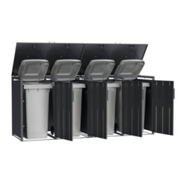 Phoenix Safe Company Phoenix Outdoor Quad Wheelie Bin Store For 4 X 240L Bins, Oak Effect Metal Storage Gb4400Aw - thumbnail 5