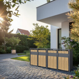 Phoenix Safe Company Phoenix Outdoor Quad Wheelie Bin Store For 4 X 240L Bins, Oak Effect Metal Storage Gb4400Aw - thumbnail 7