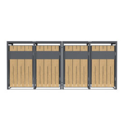 Phoenix Safe Company Phoenix Outdoor Quad Wheelie Bin Store For 4 X 240L Bins, Oak Effect Metal Storage Gb4400Aw - thumbnail 1