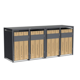 Phoenix Safe Company Phoenix Outdoor Quad Wheelie Bin Store For 4 X 240L Bins, Oak Effect Metal Storage Gb4400Aw - thumbnail 2