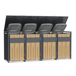 Phoenix Safe Company Phoenix Outdoor Quad Wheelie Bin Store For 4 X 240L Bins, Oak Effect Metal Storage Gb4400Aw - thumbnail 3