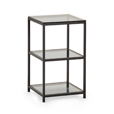 Oakham Stirling Tall Narrow Side Table In Smoked Glass And Black - image 1
