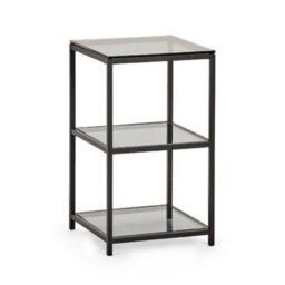 Oakham Stirling Tall Narrow Side Table In Smoked Glass And Black - thumbnail 1