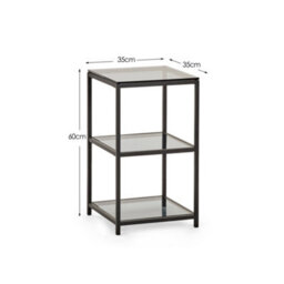 Oakham Stirling Tall Narrow Side Table In Smoked Glass And Black - thumbnail 4