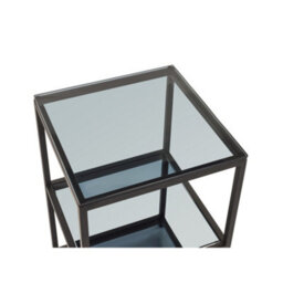 Oakham Stirling Tall Narrow Side Table In Smoked Glass And Black - thumbnail 3