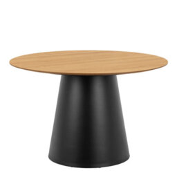 Furniture To Go Soli Round Dining Table In Oak/black 120X75Cm Included 4 Darlene Dining Chair With Armrest And Swivel Function In Beige - thumbnail 2