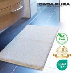 Floordirekt Sky Microfibre Bath Mat Soft 30mm Pile Non Slip Washable Bathroom Rug White 80 X 150 Cm - thumbnail 3