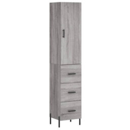 Berkfield Highboard Grey Sonoma 34.5X34X180 Cm Engineered Wood - thumbnail 2