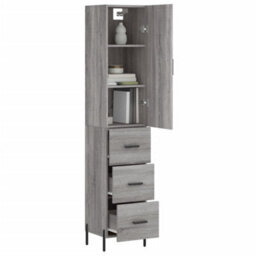 Berkfield Highboard Grey Sonoma 34.5X34X180 Cm Engineered Wood - thumbnail 3