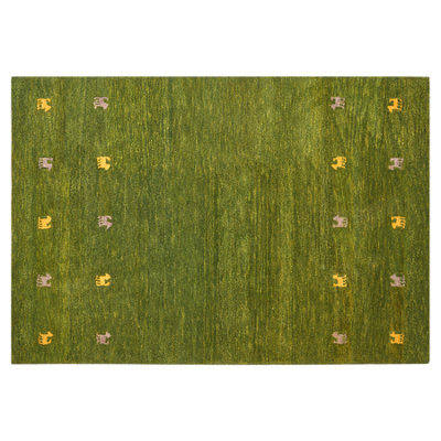 Beliani Rug Yulafi Green 140 X 200 Cm Wool Gabbeh - image 1