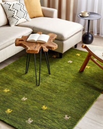 Beliani Rug Yulafi Green 140 X 200 Cm Wool Gabbeh - thumbnail 2