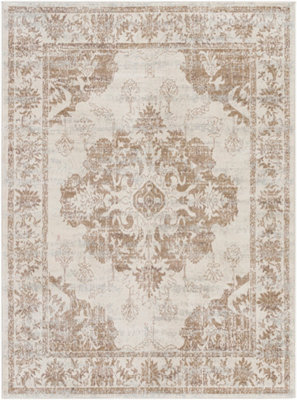 Livabliss Roma-Vintage Brown Grey Ivory Traditional Boho Living Dining Bedroom Rug 140 X 200 Cm Easy Care, Non Shedding - image 1