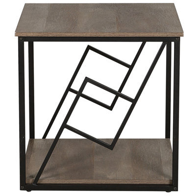 Beliani Home Side Table - Dark Wood Laminate Top, Black Metal Frame, 56 X 56 Cm Square - Modern Industrial - image 1