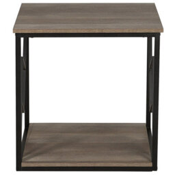 Beliani Home Side Table - Dark Wood Laminate Top, Black Metal Frame, 56 X 56 Cm Square - Modern Industrial - thumbnail 4
