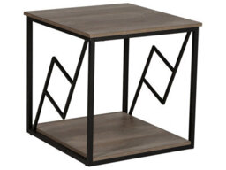 Beliani Home Side Table - Dark Wood Laminate Top, Black Metal Frame, 56 X 56 Cm Square - Modern Industrial - thumbnail 3